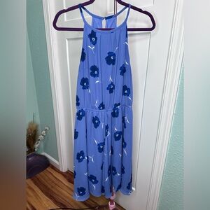 Banana Republic XS Blue Floral Halter Midi Dress wedding reception beach spring